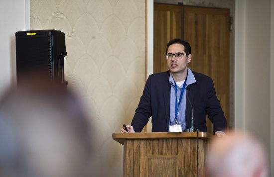 Excellence-in-ReSTI final meeting. Project manager Gábor Szüdi of the Centre for Social Innovation  speaking to attendeees at the Patriotic Hall at Charles University, Prague. July 1, 2019. Photo: Vladimír Šigut.