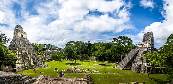 Maya Temples of Gran Plaza at Tikal National Park in Guatemala. Source: Shutterstock.